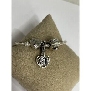 Pandora Sterling Silver 30th Anniversary Birthday Daughter Daisy Bracelet 6.25”